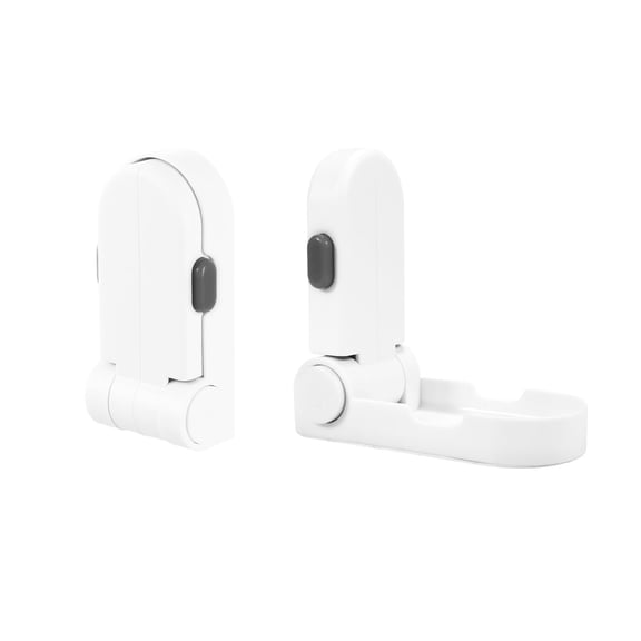 Childproof Door Lever Locks with Strong Adhesive – No Drilling Baby Safety Locks for Doors, Double Lock Child Proof Lever Handle for Kids, 180° Rotation, White (2PCS)