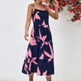 thumbnail image 7 of Edvintorg Women's Summer Floral Spaghetti Strap Sundress Womens Open-Back Sleeveless Drawstring Printed Temperament Flowy Maxi Dresses Blue S, 7 of 7
