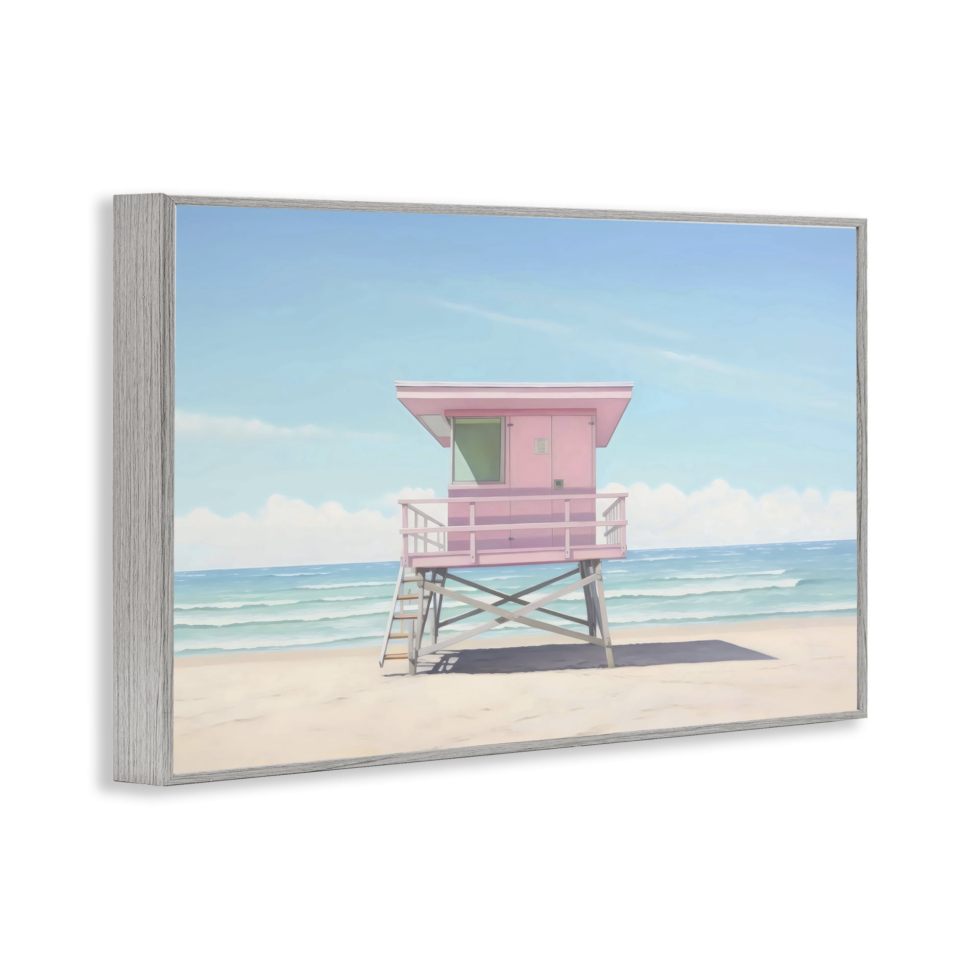 Stupell Industries Miami Beach Lifeguard Station Gray Framed Giclee Art, design by Creative Studio
