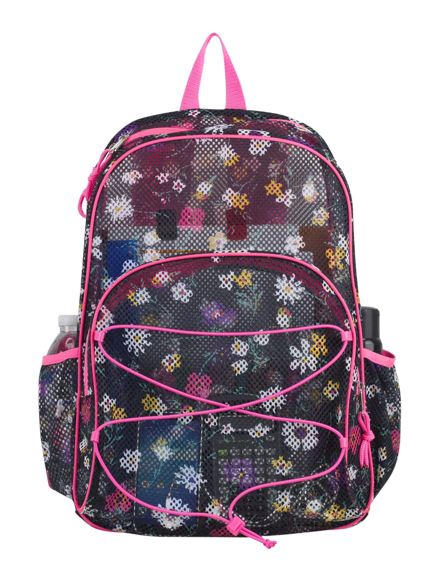 Eastsport Unisex Mesh Bungee Backpack with Padded Shoulder Straps, Daisy Flowers