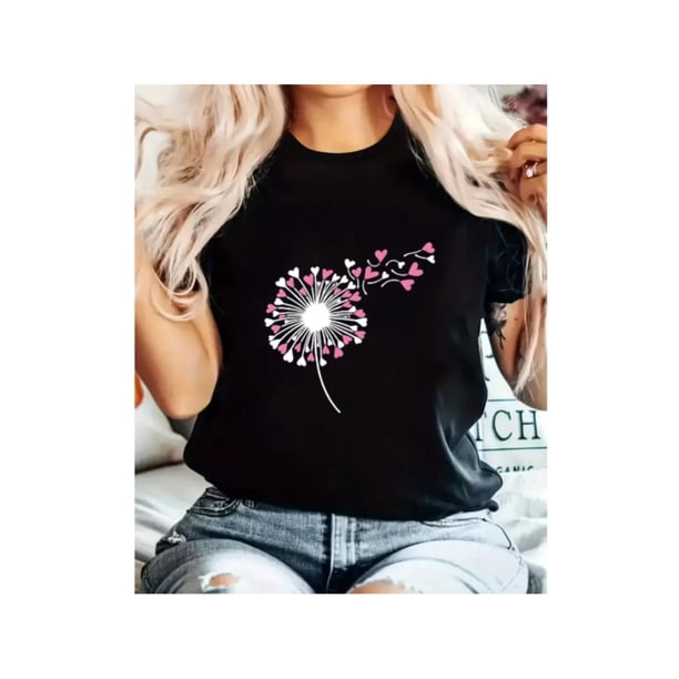 playera corta sin mangas para mujerDandelion Heart Shirt, Valentine Tee, Wildflower Shirt, Dandelion Shirt Valentine's Day, Valentine'sCamisetas de verano para mujer, manga corta, cuello redondo, ca