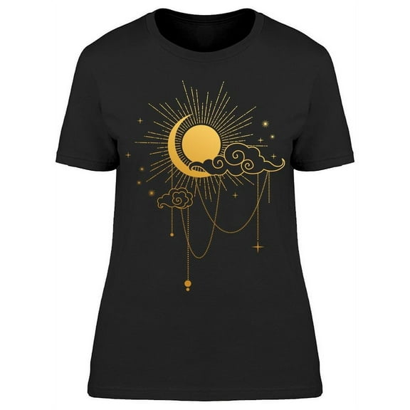 Moon And Sun Clouds T-Shirt Women -Image by Shutterstock, Female Large