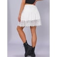 thumbnail image 3 of DARING DIVA Women's Lace Hem High Waist Tiered Flowy A Line Chiffon Mini Skirt  XS White, 3 of 6