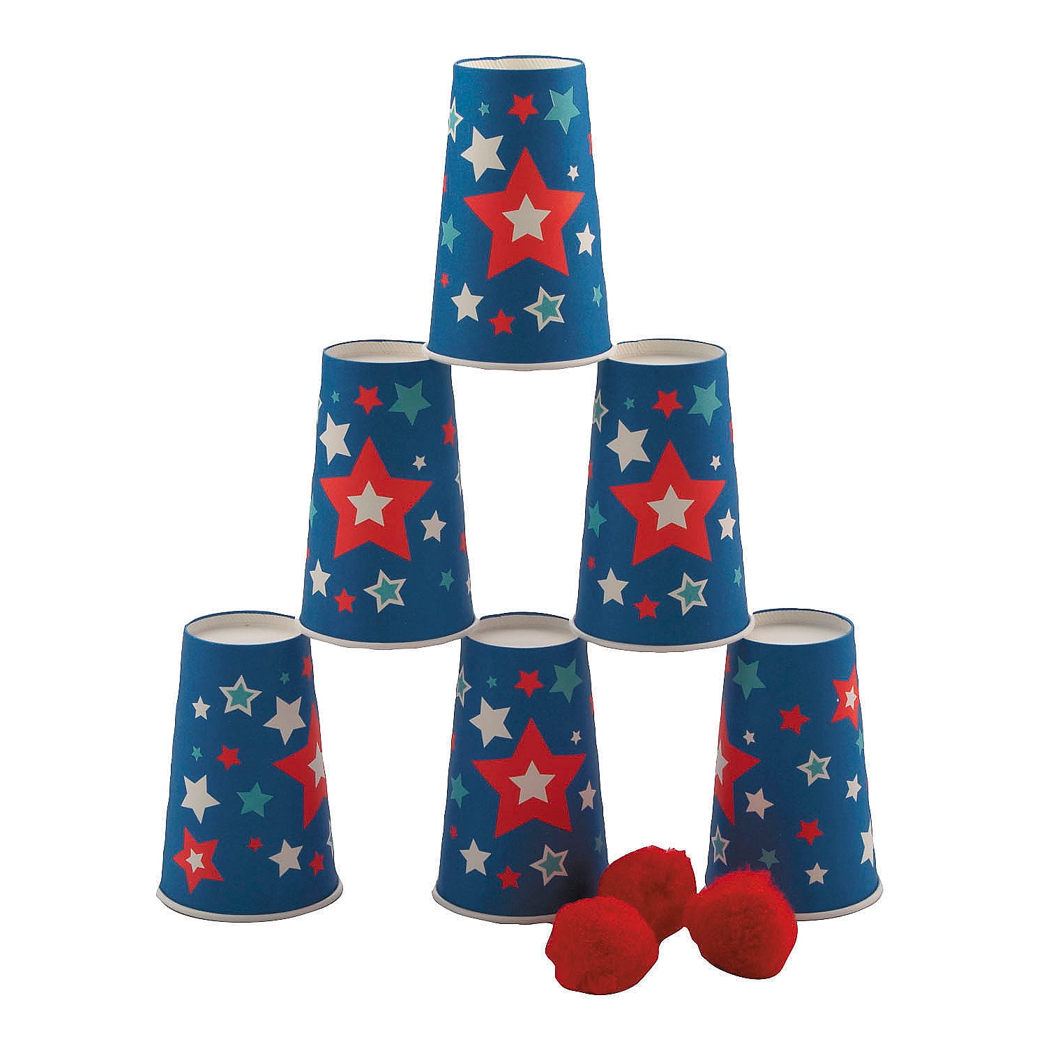 5 1/4" Patriotic Red, White & Blue Pom-Pom Bowling Game Set - 9 Pieces