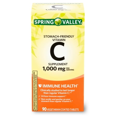 Spring Valley Stomach-Friendly Vitamin C Supplement, 1,000 mg, 90 count