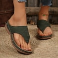 thumbnail image 5 of Flip-Flops for Women Outdoor Wedge Thick Sole Open Toe Slip-on Peep Toe Slides Thong Women Footwear Comfortable Outdoor Walking Beach Shoes Green 9, 5 of 10
