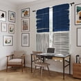thumbnail image 5 of Navy Blue Striped Kitchen Curtain for Berdoom Living Room Cafe 72 Inch Length, Farmhouse Stripes Modern Abstract Tiers Curtains Light Filtering Drapes Rod Pocket Window Treatment 2 Panels 52"Wx72"L, 5 of 8