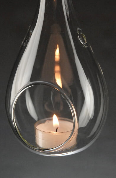100 Glass Tear Drop Pear Shape Hanging Tealight Candle Holder Wedding 12cm BULK 