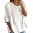 thumbnail image 5 of Summer Shirts for Womens 2026 Plus Size Fashion Cotton and Linen Casual Round Neck Embroidery Loose T-shirt Thin Breathable Top, 5 of 9