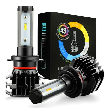 JDM ASTAR Newest Version 4S 8000 Lumens Extremely Bright DIY 5 Color Temperature High Power 9040 9140 9145 9050 9155 H10 All-in-One Fanless Design LED Headlight Bulbs, Fog Light Bulbs,