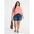 thumbnail image 2 of Terra & Sky Women's Plus High Rise A-Line Denim Shorts, 5" Inseam, Sizes 16W-26W, 2 of 5