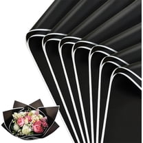 10 Sheets White Edge Flower Wrapping Paper, NOGIS Floral Bouquet DIY Craft Fresh Flower Bouquet Wrap Waterproof Floral Wrapping Gift Box Packaging Material Florist Supplies, 22*22 Inches(Black)