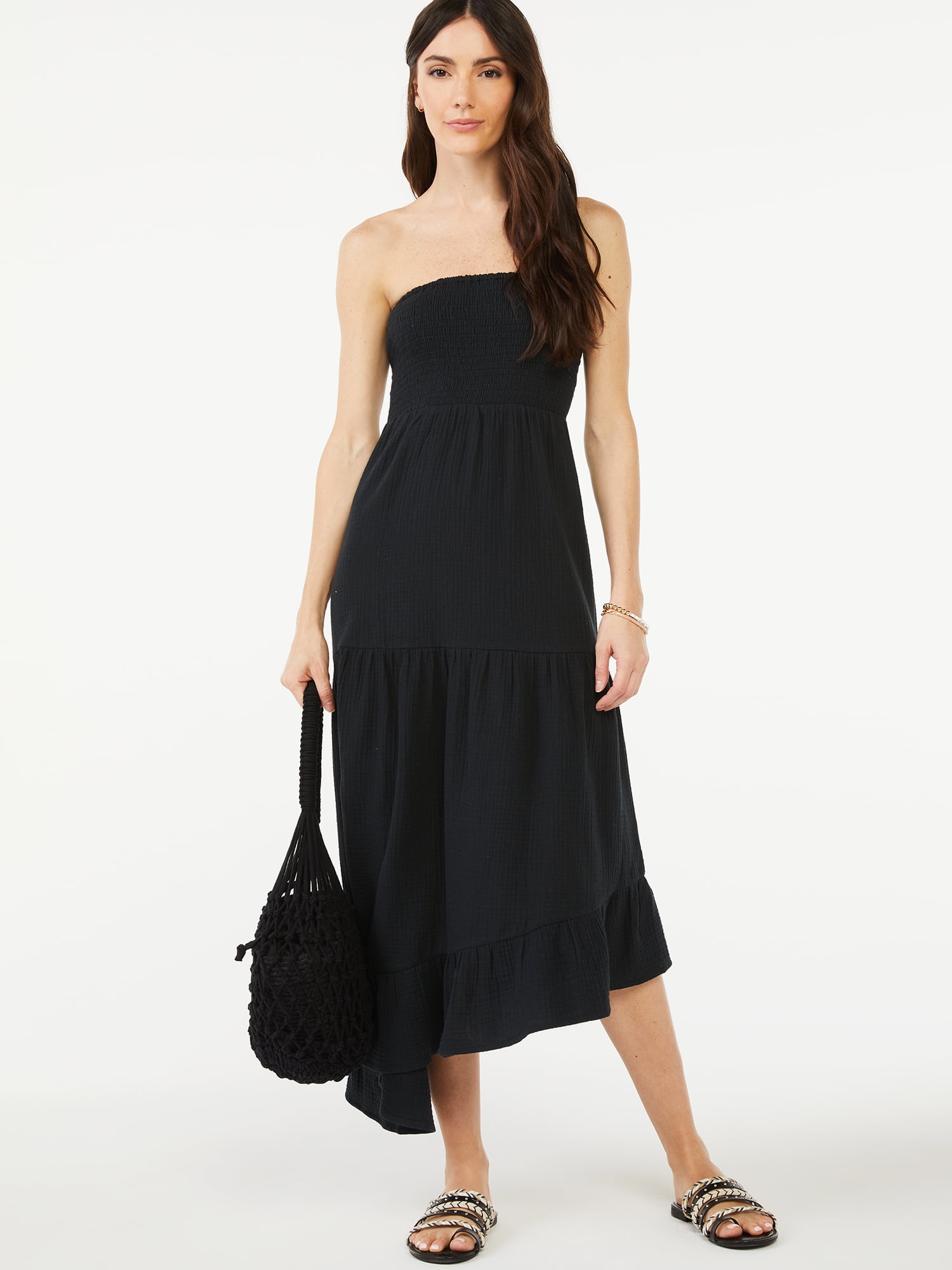 black strapless sundress