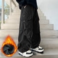 thumbnail image 2 of Xudanell Boys Sweatpants 2026 Wide Leg Baggy Cargo Pants Kids Teen Boys Trendy Streetwear Soft Athletic Joggers with Pockets (Black, 9-10 Years), 2 of 5