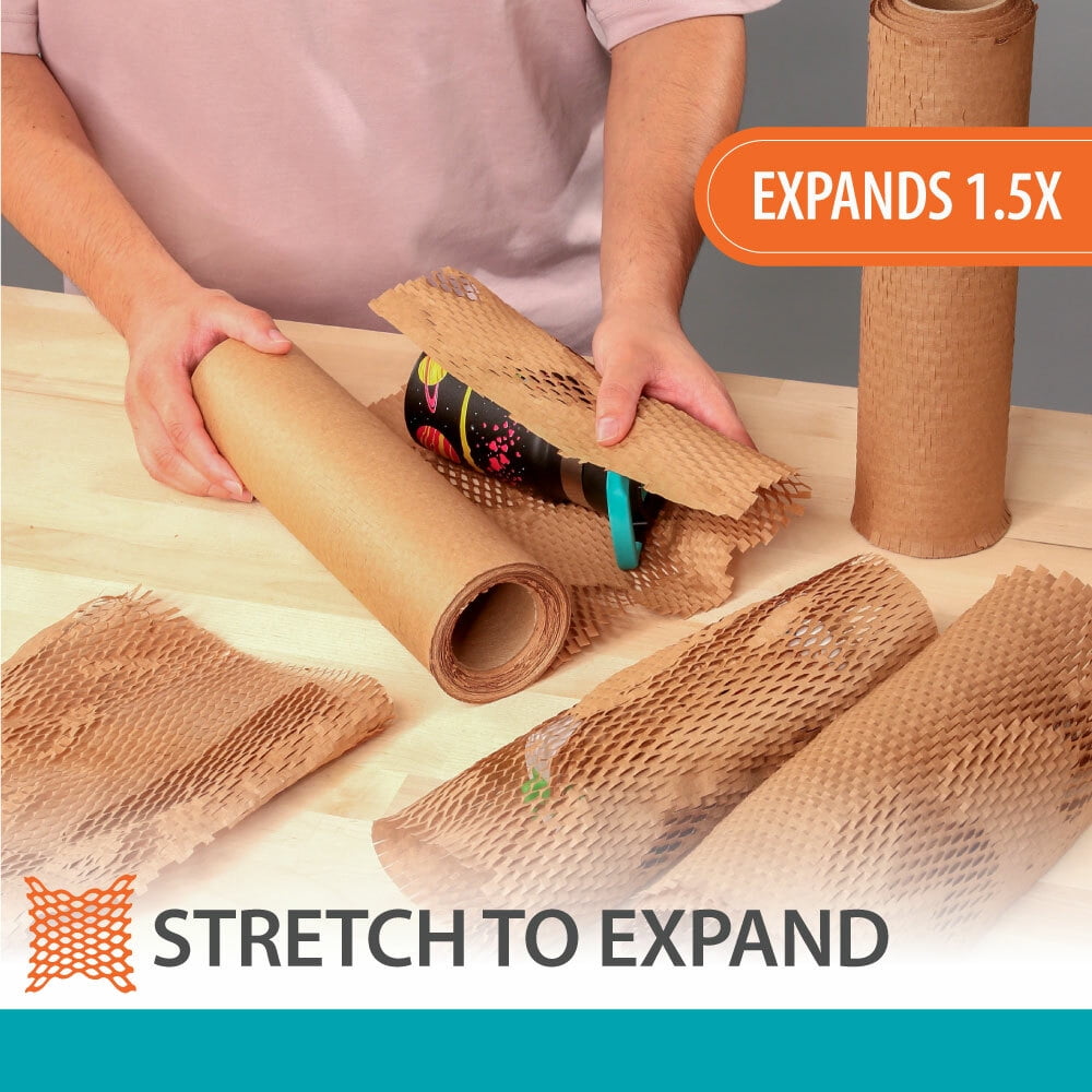 (3 pack) Pen+Gear 12 in. x 75 ft. Honeycomb Packing Paper & Cushioning Wrap, Perforated, Kraft, 1 Roll