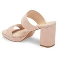 thumbnail image 3 of YDN Women Slip on Double Strap Platform Mules Open Square Toe High Block Heels Casual Dress Work Slide Sandals Size 7 Light Pink, 3 of 5