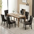 thumbnail image 5 of KCC Faux Leather Dining Chairs Set of 6, Upholstered High-end Tufted Dining Room Chair with Nailhead Back Ring Pull Trim Solid Wood Legs, Contemporary Nikki Collection Modern Style for Kitchen, Brown, 5 of 9