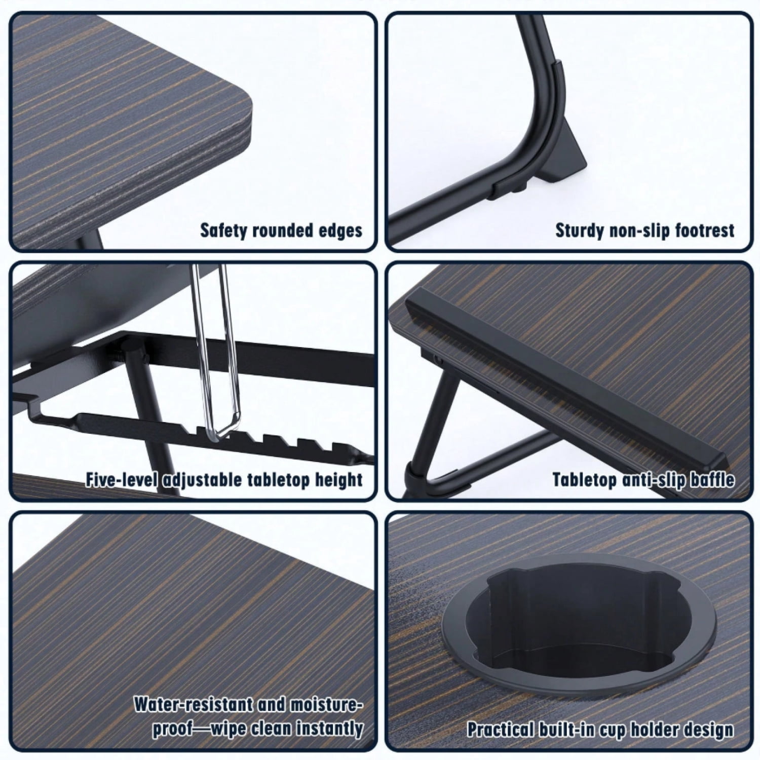 NTGFU Laptop Desk for Bed Couch, Adjustable Foldable Bed Table with Cup Holder, Breakfast Serving Tray, Portable Laptop Lap Desk Stand for Working Reading Writing Eating Gaming In Bed Sofa Floor