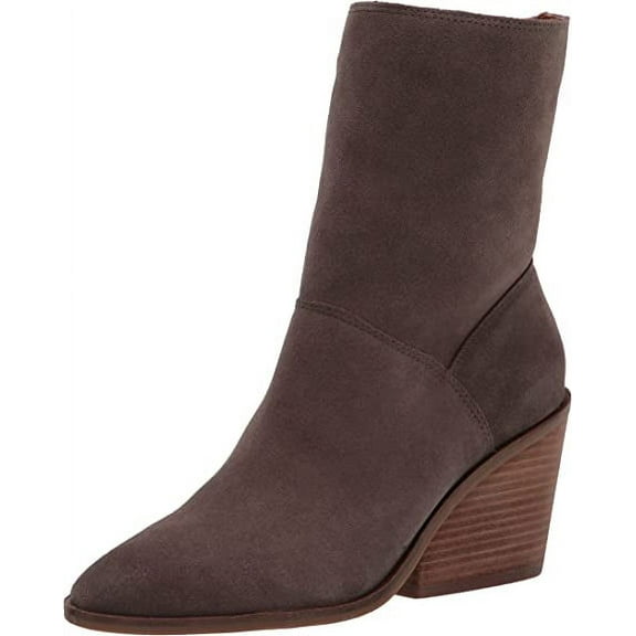 Lucky Brand Sarey Falcon Grey Suede Block Heel Wedge Mid Height Boot Booties (Falcon, 5)
