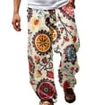 thumbnail image 2 of chengsi Mens Casual Baggy Harem Pants Elastic Waist Beach Loose Wide Leg Hippy Trousers, 2 of 9