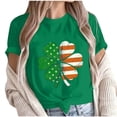 thumbnail image 2 of Warop T-shirt de la Saint-Patrick pour Femmes, Chandail à Manches Courtes à Col Rond avec Imprimé Graphique, Haut Décontracté Festif pour Fête des Fêtes et Usage Quotidien, 2 of 5