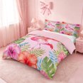 thumbnail image 2 of meiyoeat Watercolor Flamingo Tropical Pattern Bedding,Pink Floral Print Duvet Cover Full For Girl,Reversible,3-Piece,1 Duvet Cover and 2 Pillowcases, 2 of 6