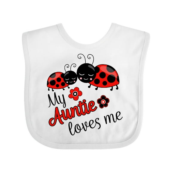 Inktastic My Auntie Loves Me with Cute Lady Bugs Boys or Girls Baby Bib
