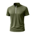 thumbnail image 4 of Zedker Men's Running Shirt Long Sleeve Quarter Zip Pullover Outdoor Hiking Tee Moisture Wicking Quick Dry Athletic Casual Workout Shirts Army Green XXL, 4 of 5