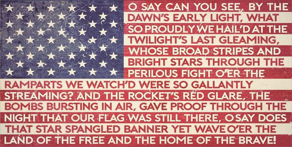 American Flag Star Spangled Banner Lyrics Metal Sign PTSB232
