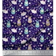 thumbnail image 1 of Soimoi Moss Georgette Fabric Floral & Rabbit Kids Print Fabric by The Yard 42 Inch Wide, 1 of 3