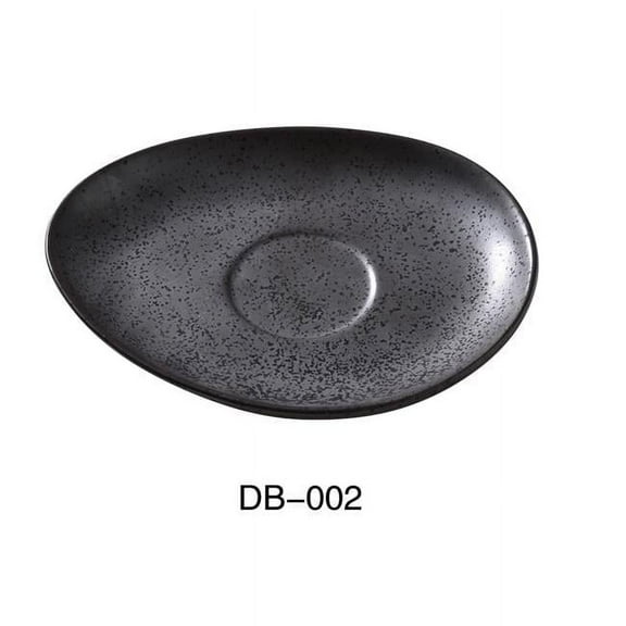 Yanco DB-002 6 x 4.5 in. Diamond Black Porcelain Saucer, Matte Glaze - Pack of 36