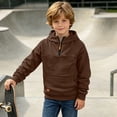thumbnail image 6 of Boys Quarter Zip Trendy Hoodie Casual Long Sleeve Front Pocket Warm Kids Fall Pullover Sweatshirt Brown 5-14, 6 of 8