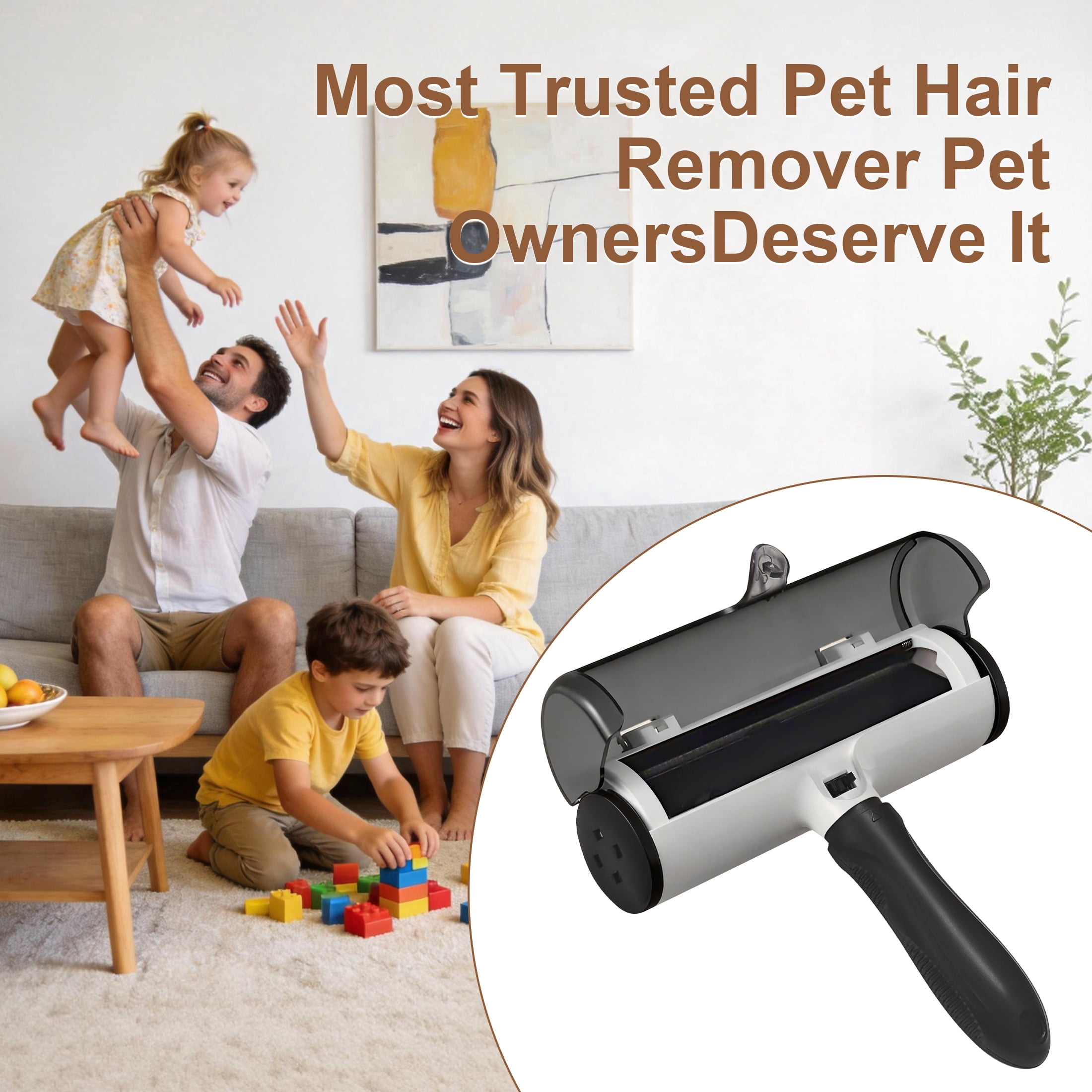 Reusable Pet Hair Remover Roller, No Refills Lint Roller for Dog Cat Fur, Portable Lint Remover for Couch, Carpet, Bedding, Clothes and Car Seat