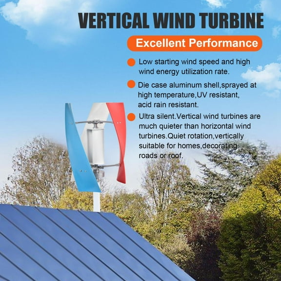 24V 3000W Vertical Wind Turbine, 33in Blade 3000W 24V Vertical Wind Turbine Kit for Off-Grid Cabins