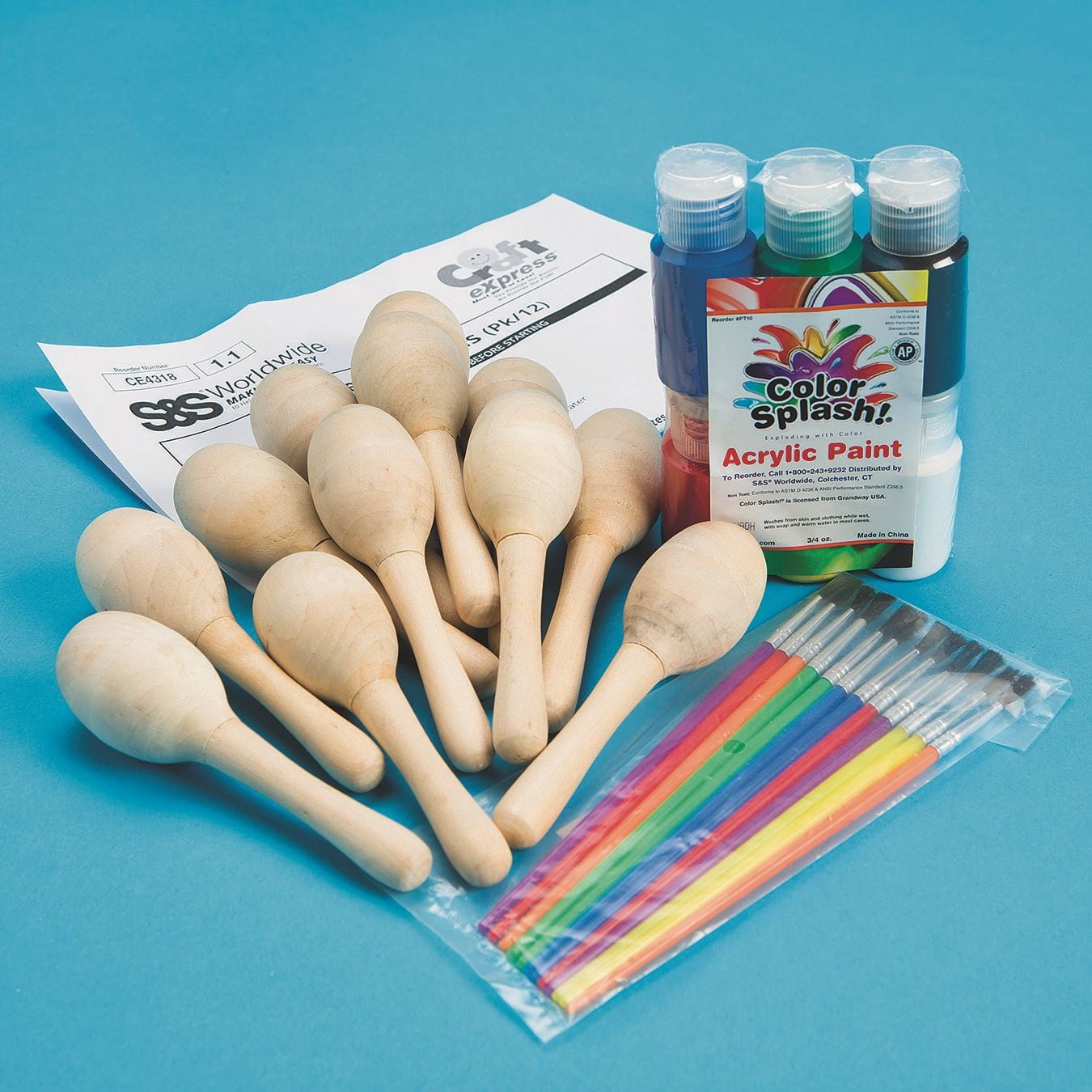 Wooden Maracas Craft Kit (Pack of 12)