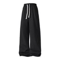 thumbnail image 4 of Havenx Mens Baggy Sweatpants Wide Leg Drawstring Joggers with Side Pockets Elastic Waist Track Pants Casual Loose Fit Relaxed Lounge Athletic Streetwear,Black L, 4 of 4