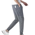 thumbnail image 5 of Bpyeka Men's Big & Tall Mesh Jogger Pants Elastic Drawstring Waist Letter Print Side Pockets Quick Dry Athletic Trousers 3XL-5XL, Gray, 5 of 8