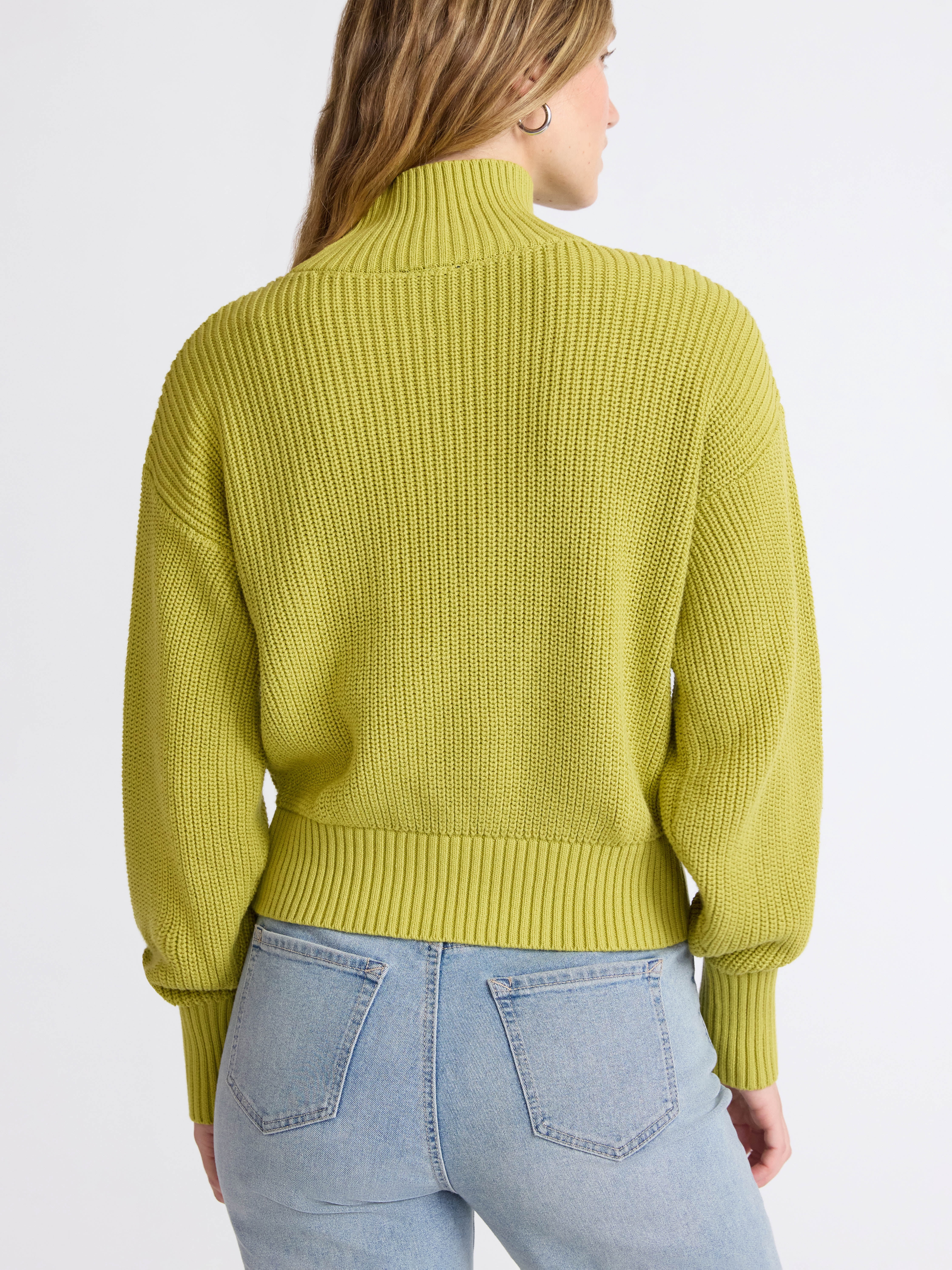 Scoop Women’s Cotton Boxy Ribbed Turtleneck Sweater, Midweight, Size XS-XXL