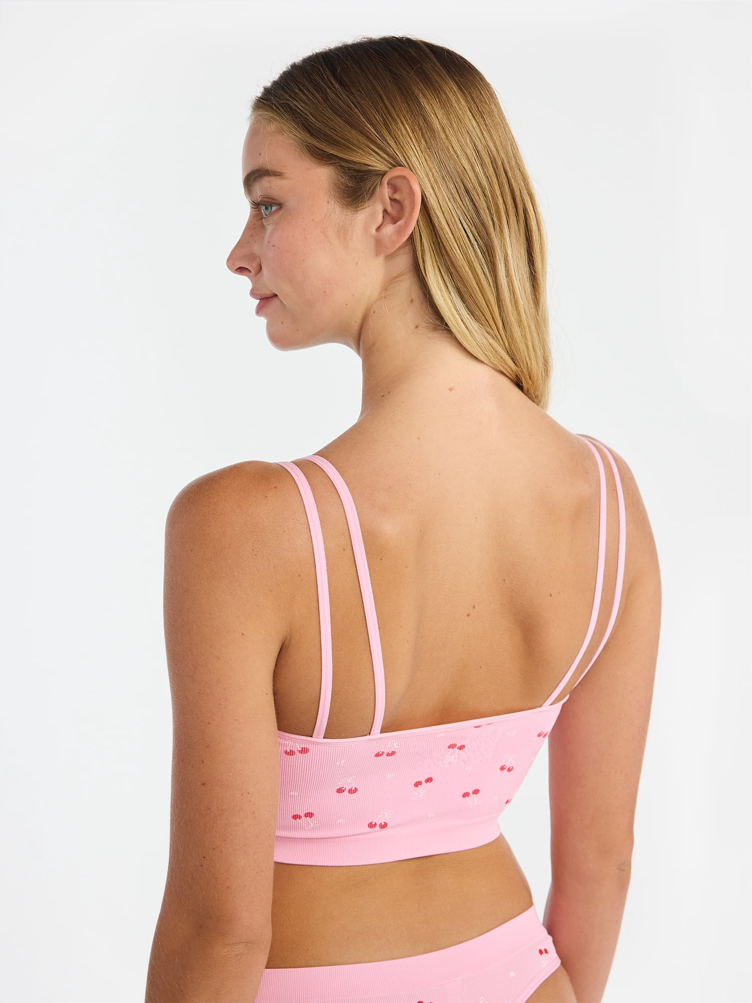No Boundaries Seamless Cami Bra and Thong Panties Set, 2 Piece, Women's XS-XXXL