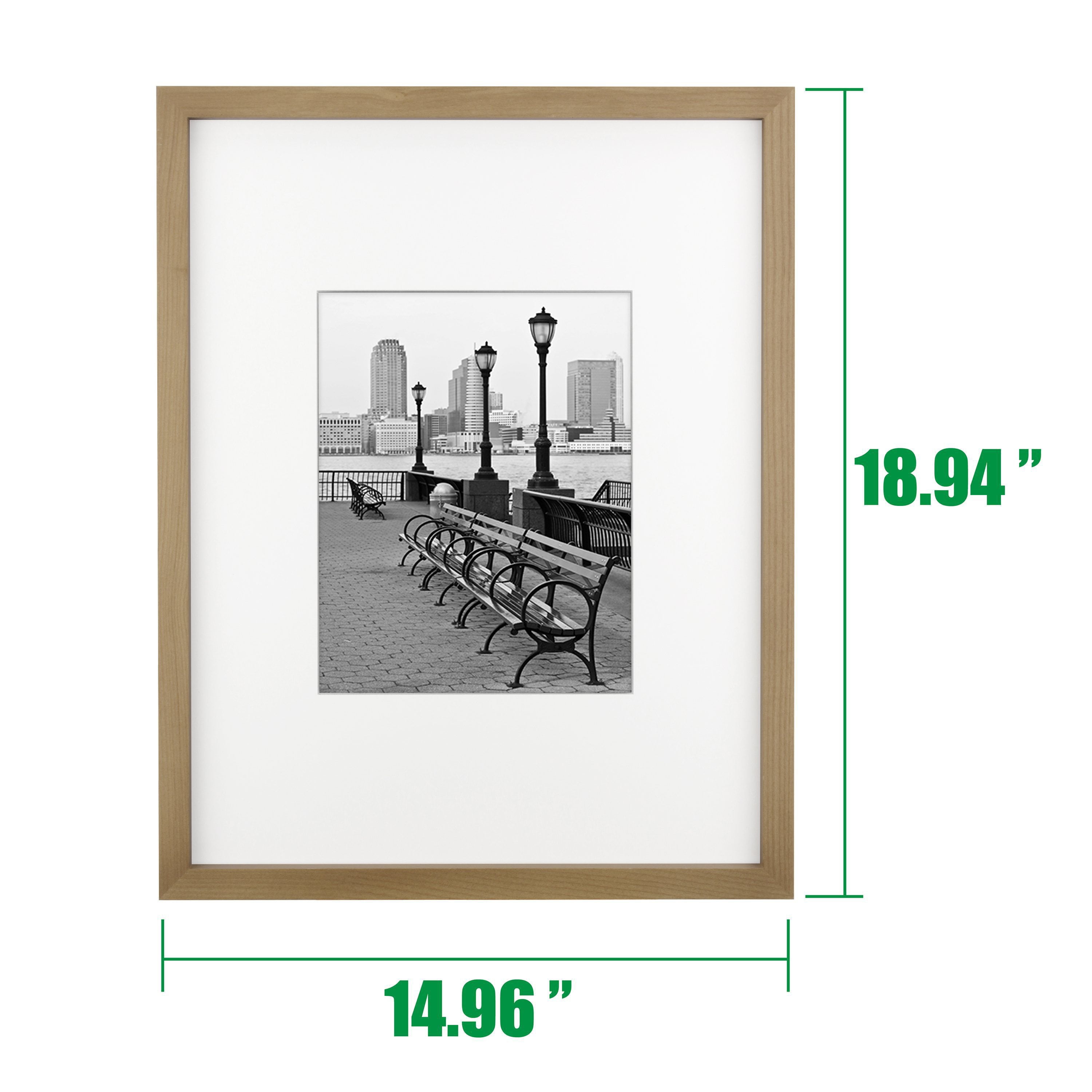 Better Homes & Gardens 14x18 Matted to 8x10 Gallery Wall Picture Frame, Natural Wood, Non Glare