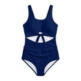 thumbnail image 2 of Shadoumai Girls Swimsuit One Piece Size 12-14 Cutout Waist Tankini for Girls Quick Dry Tropical Print Bathing Suits for Girls Ruched Adjustable Strap Swimwear Set Girl, 2 of 4