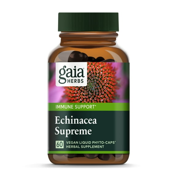 Gaia Herbs Echinacea Supreme - Immune Support Supplement - Echinacea Purpurea & Angustifolia Blend to Support Immune System* - 60 Vegan Liquid Phyto-Caps (30 Servings)