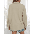 thumbnail image 6 of FIUFY Women's Casual Oversized Top Long Sleeve Tops Baggy Button Shirts V Neck Waffle Knit Loose Fit Tunic, 6 of 9