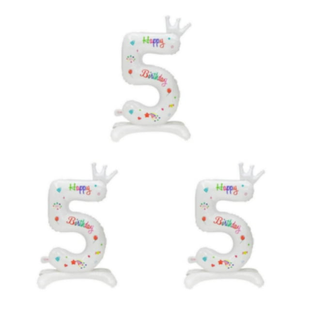 Guardoinrt White Digital Aluminum Film Balloons - Add Touch Of Elegance To Party Multiple Number 5 3Set