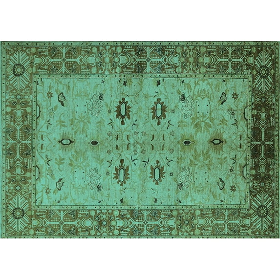 Ahgly Company Indoor Rectangle Oriental Turquoise Blue Traditional Area Rugs, 6' x 9'
