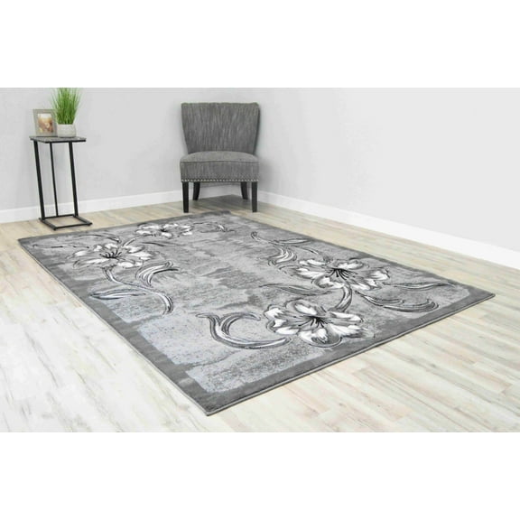 Premium Hand Carved Abstract Modern Rug Contemporary Colorful Thick Carpet Design 6001 (5'2"x7'5",Grey)