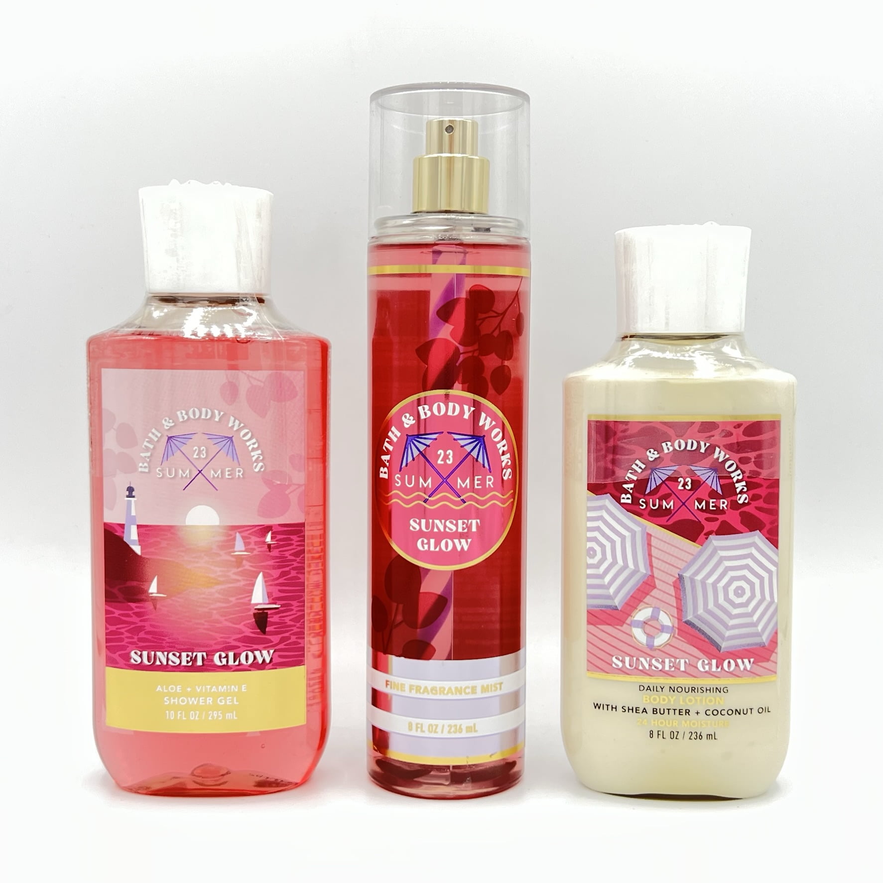 Bath & Body Works Sunset Glow Shower Gel, Fine Fragrance Mist and Body