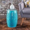 thumbnail image 5 of Afuera Living Modern Lace Cut Iron Outdoor Side Table in Blue, 5 of 14