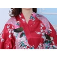 thumbnail image 4 of Camisón tipo cárdigan largo de verano para mujer, de seda helada, con estampado de pavo real, tipo kimono, de seda morera fina y mediana, 4 of 5