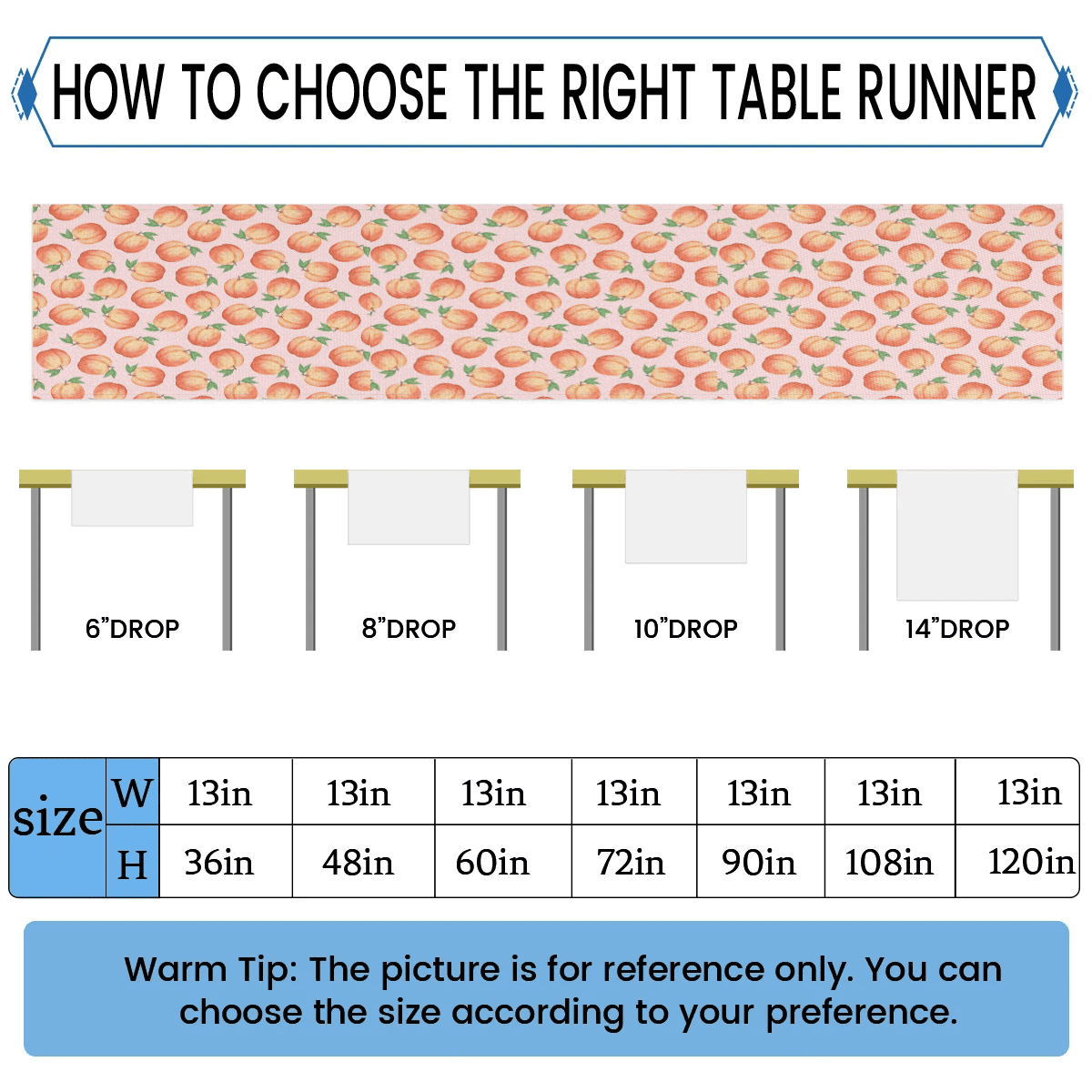 Qzaxky Table Runner Boho Table Runner Peach Bohemian Boho Outdoor Table Runner Decoration for Indoor Outdoor Home Dinner Party Wedding Decor 13 x 60 Inch